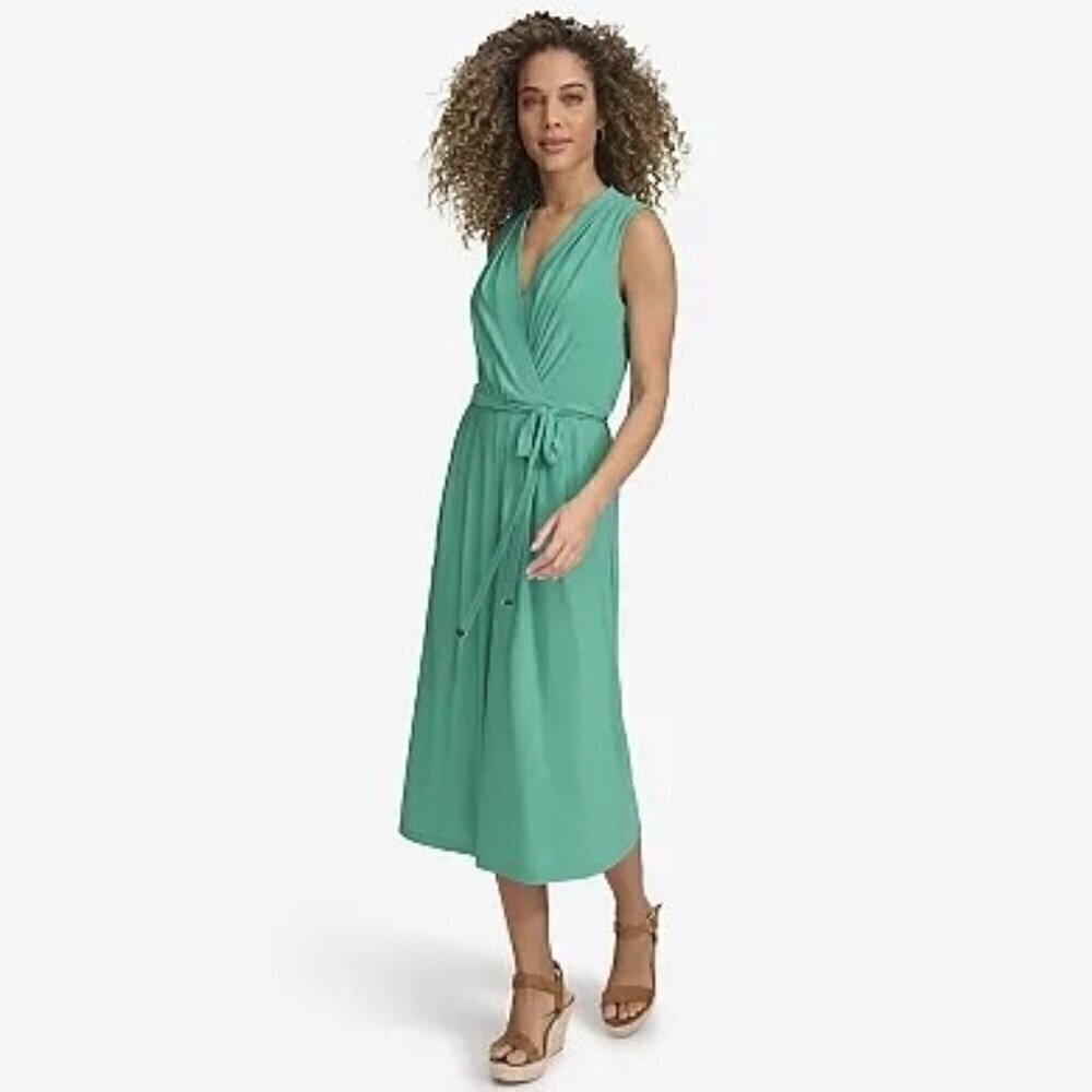 Women's Size 10  Harper Rose Sleeveless Wide-Leg Cropped Green Jumpsuit - Picture 12 of 13